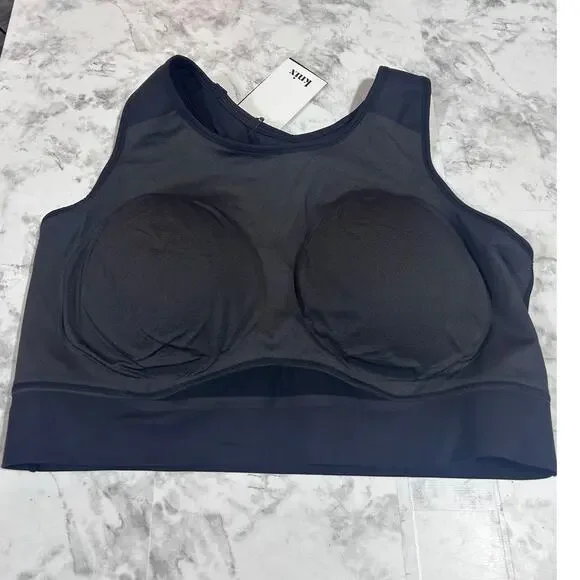 Knix Racerback Pullover Sports Bra XXL++ Black Med Impact Support Wicking NWT